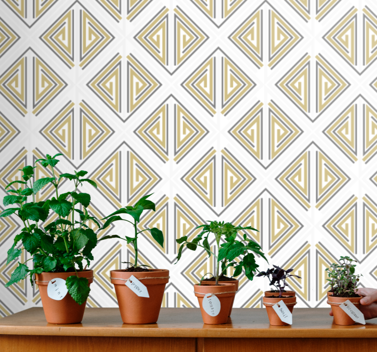 Papier peint géometrique motifs triangulaires stylisés - TenStickers