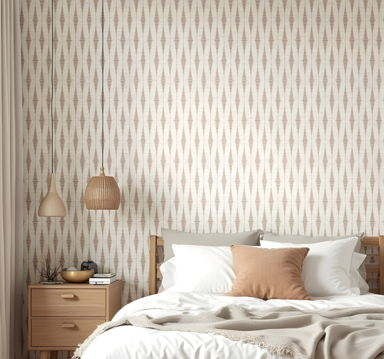 Papier peint géométrique mousse de moka rabaul ikat - TenStickers