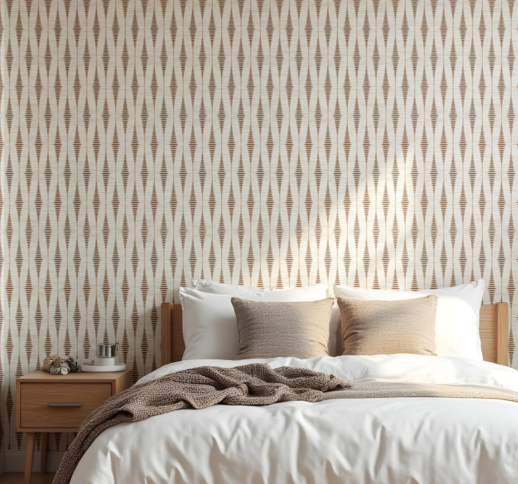 Papier peint géométrique rabaul ikat brun chocolat - TenStickers