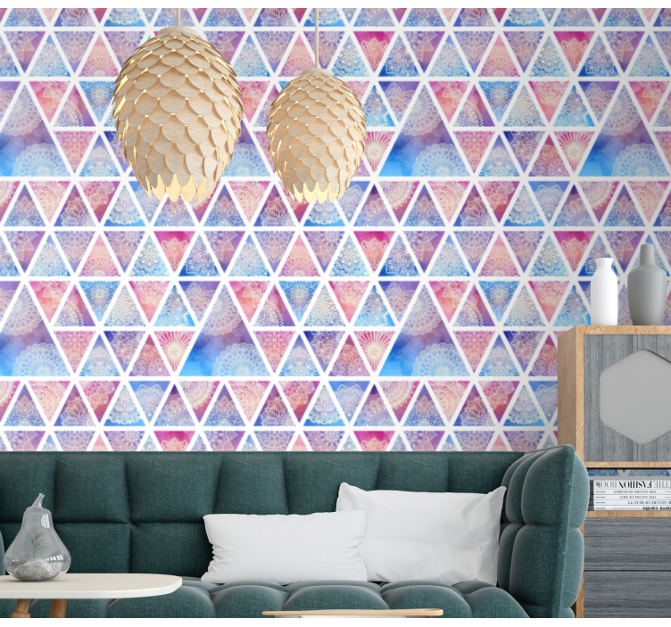 Papier peint géometrique réseau triangulaire géométrique - TenStickers