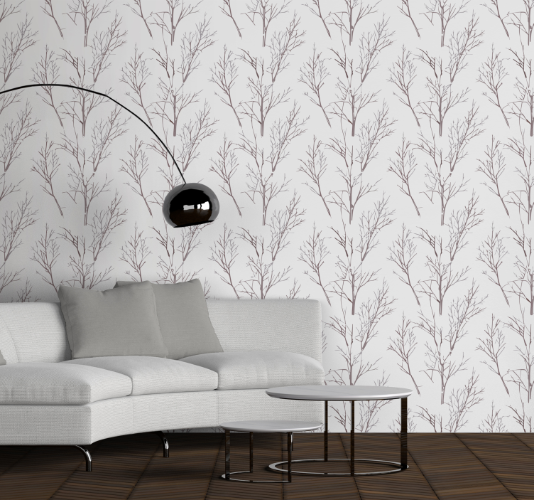 Papier peint gris branches fines - TenStickers