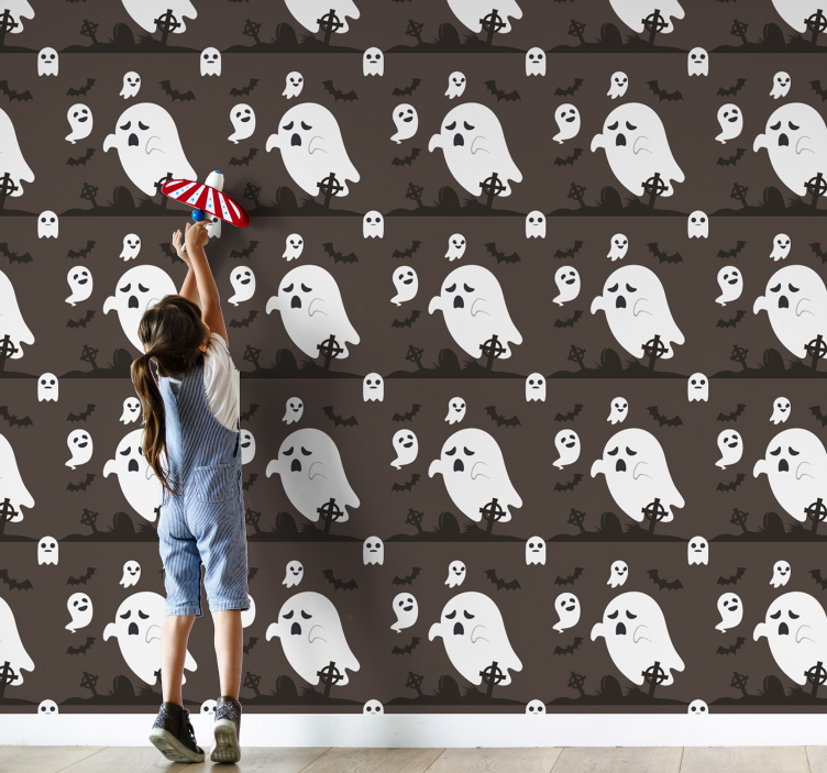 Papier peint halloween frayeurs fantomatiques - TenStickers