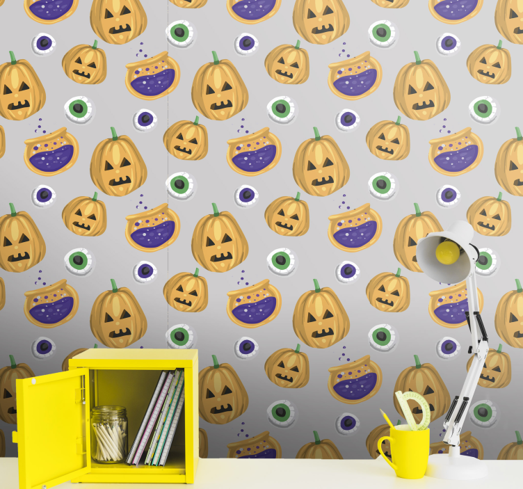 Papier peint halloween motif de citrouille - TenStickers