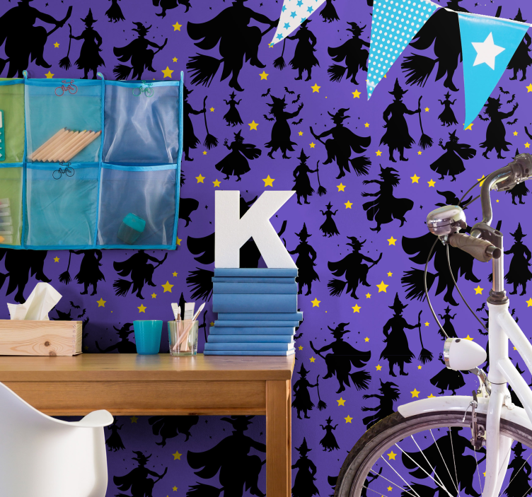 Papier peint halloween silhouette de sorcière - TenStickers