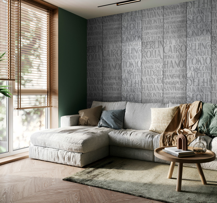 Papier peint imitation mur beton Noms de Villes - TenStickers