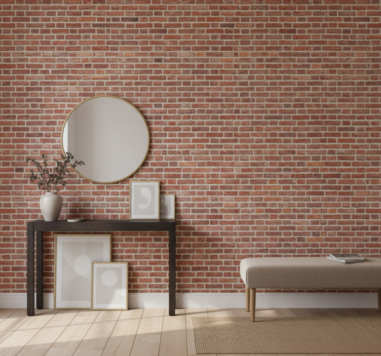 Papier peint imitation pierres aspect rouge rustique - TenStickers