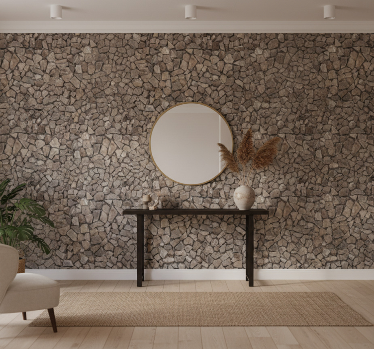 Papier peint imitation pierres chemin en pavés - TenStickers