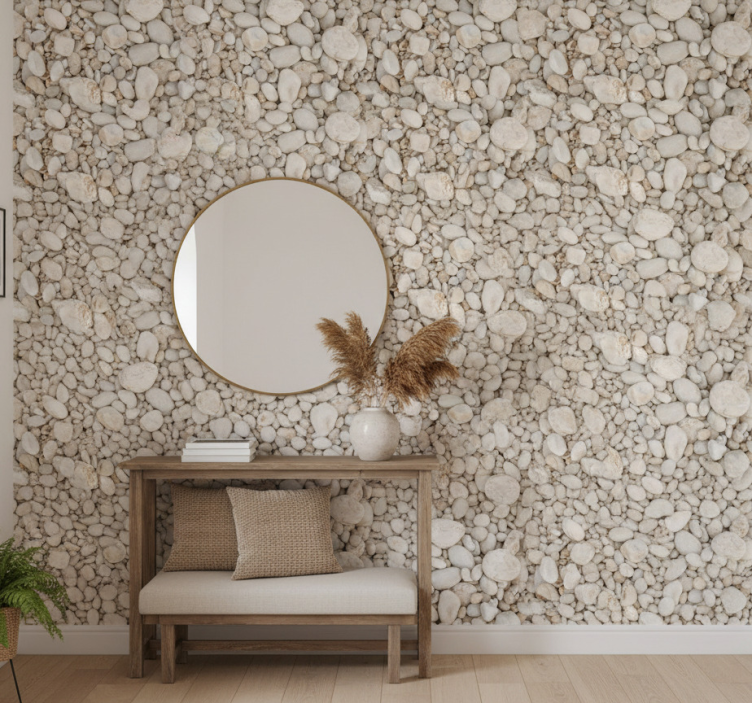 Papier peint imitation pierres petites pierres blanches - TenStickers