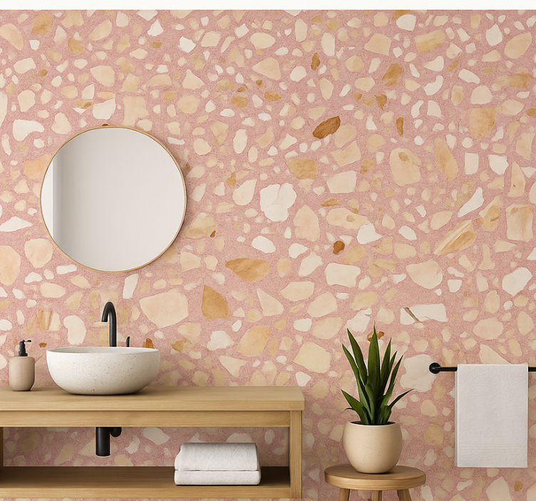 Papier peint imitation pierres rose terre terrazzo - TenStickers