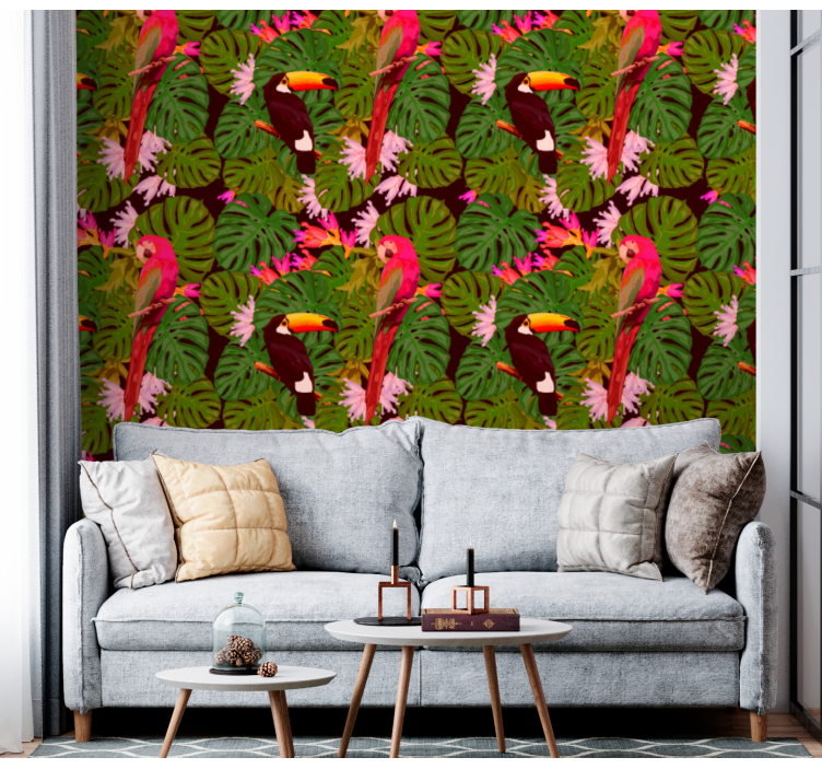Papier peint jungle motif toucan tropical - TenStickers