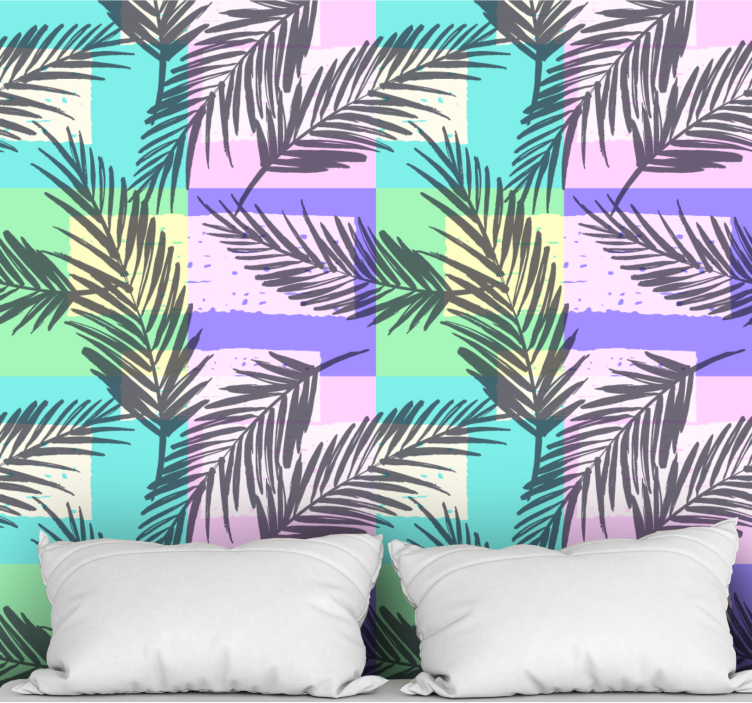 Papier peint jungle palmiers pastel abstraits - TenStickers