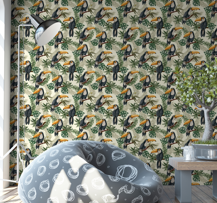 Papier peint salon jungle toucan - TenStickers
