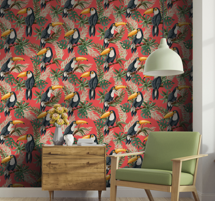 Papier peint motif toucans - TenStickers