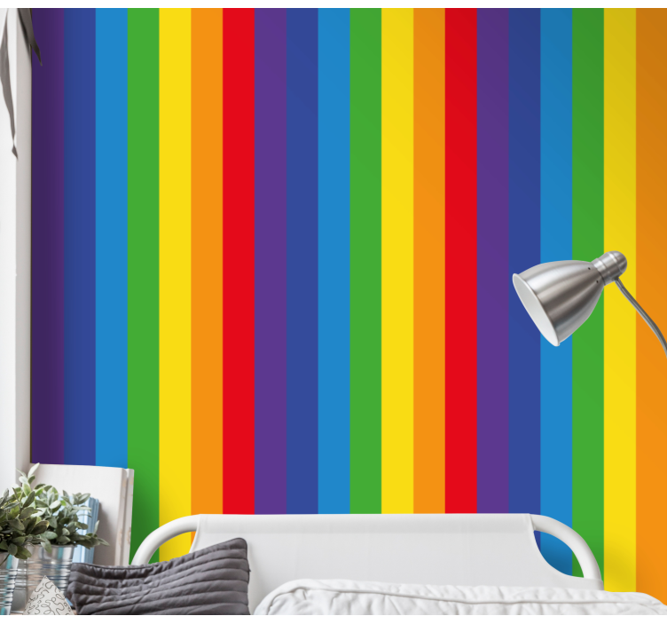 Papier peint rayures multicolores arc-en-ciel - TenStickers
