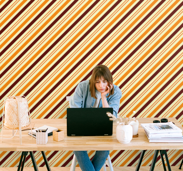 Papier peint ligne horizontale motif à rayures diagonales - TenStickers