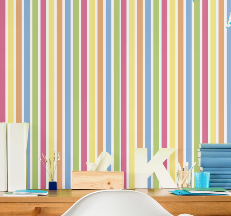 Papier peint ligne horizontale rayures multicolores - TenStickers