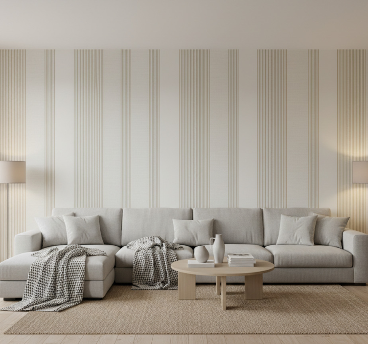 Papier peint ligne verticale crème minimaliste - TenStickers