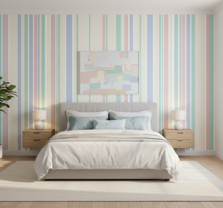 Papier peint ligne verticale rayures pastel claires - TenStickers