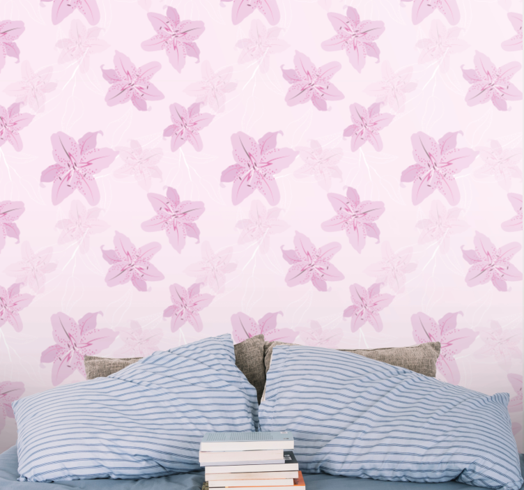 Papier peint lilas motif floral et papillon - TenStickers