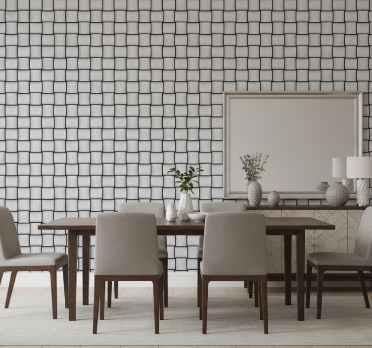 Papier peint marbre motif carrés gris - TenStickers