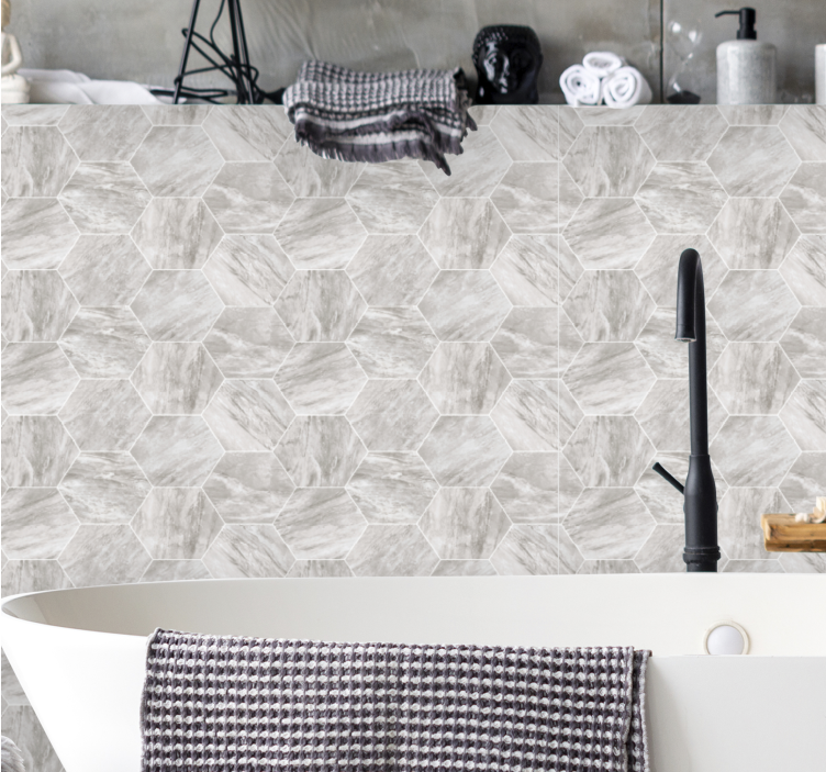 Papier peint marbre motif de tuile hexagonale - TenStickers