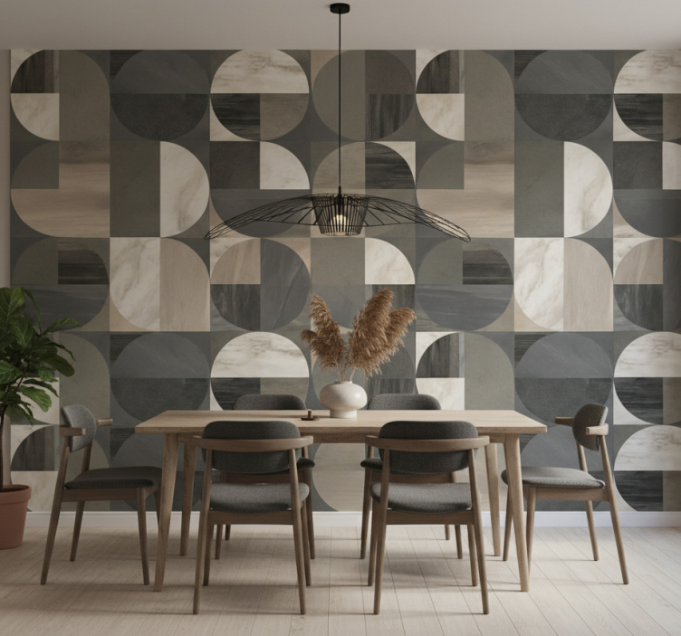 Papier peint marbre motif demi-cercle - TenStickers