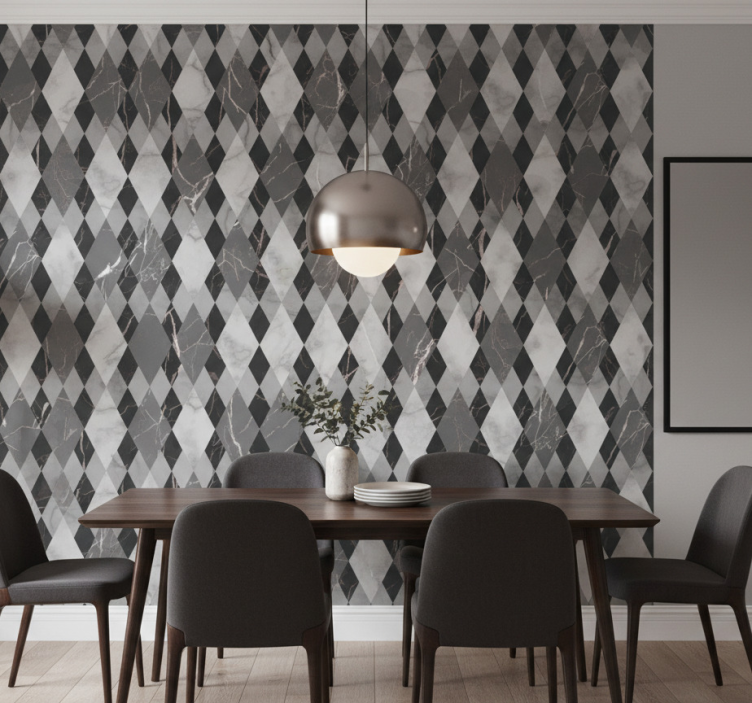 Papier peint marbre motif diamant foncé - TenStickers