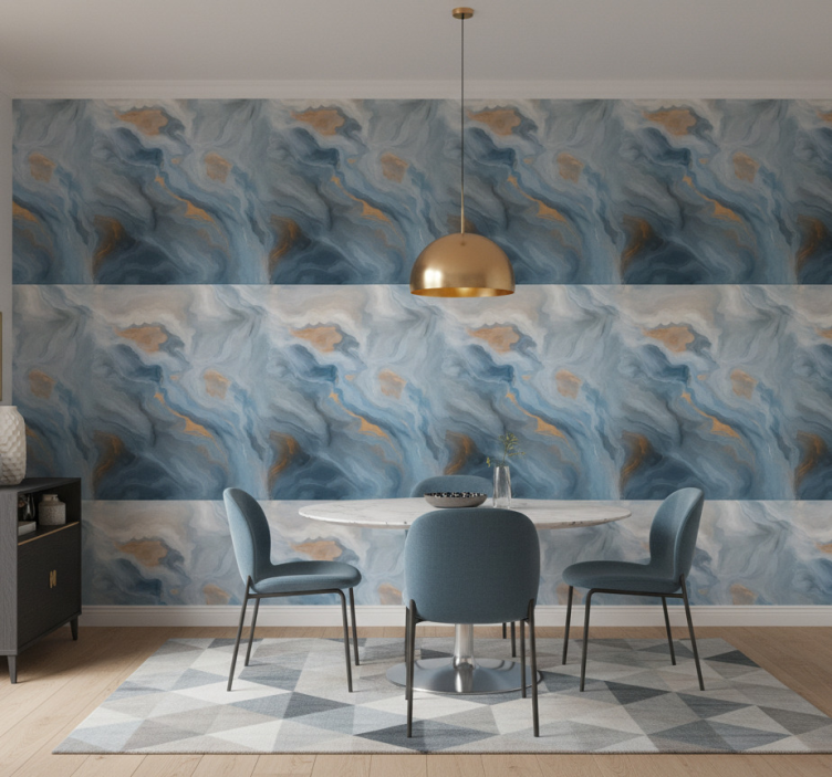 Papier peint marbre nuances bleu ambre - TenStickers