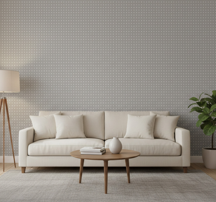 Papier peint moderne motif à pois gris - TenStickers