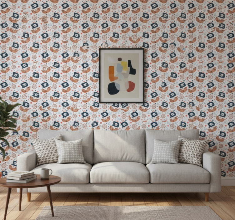 Papier peint moderne motif de bateau pirate mignon - TenStickers