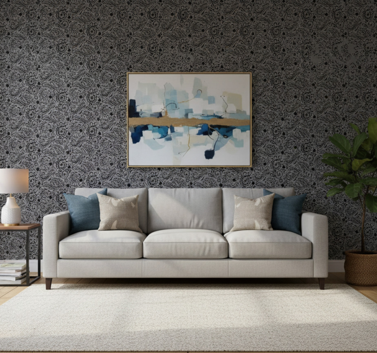 Papier peint moderne motifs enroulés ornés - TenStickers