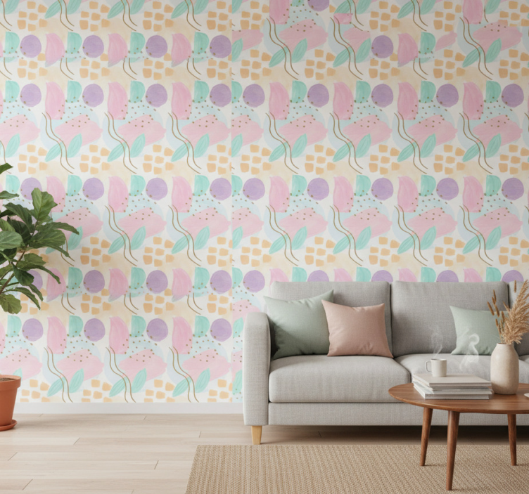 Papier peint moderne motifs floraux abstraits - TenStickers