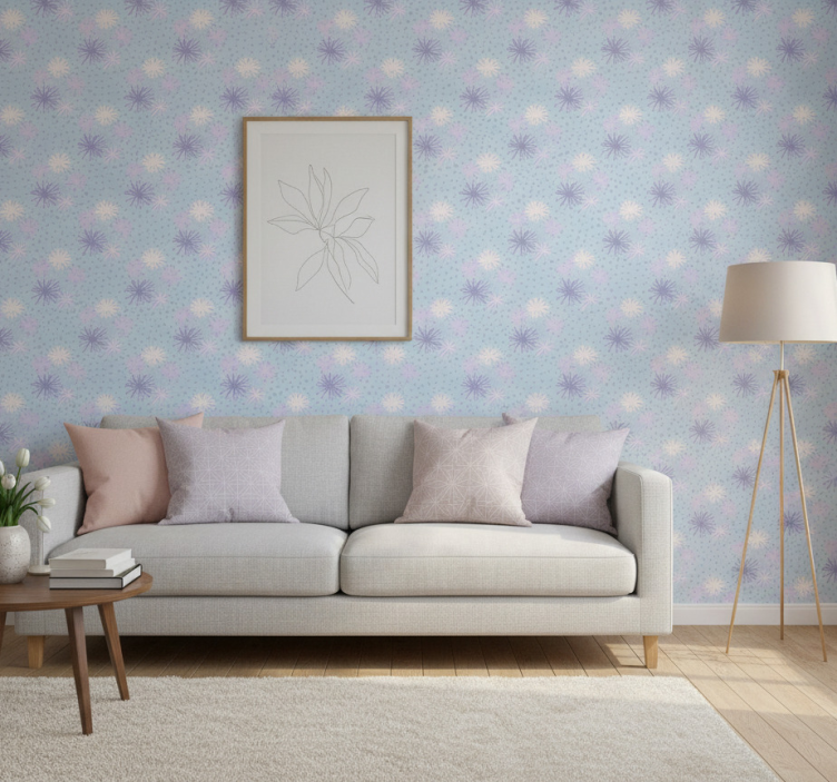 Papier peint moderne pissenlit avec gouttes d'eau - TenStickers