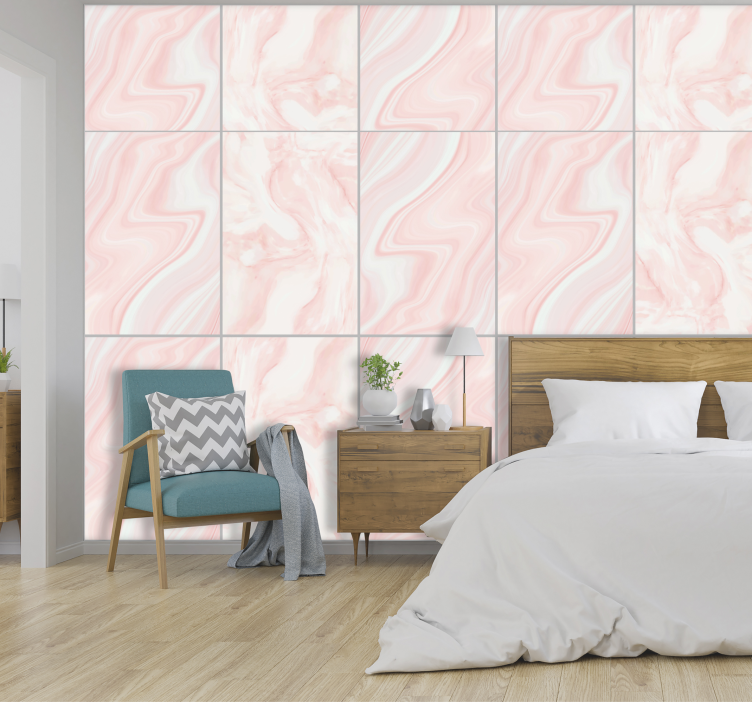 Papier peint chambre rose effet marbre - TenStickers
