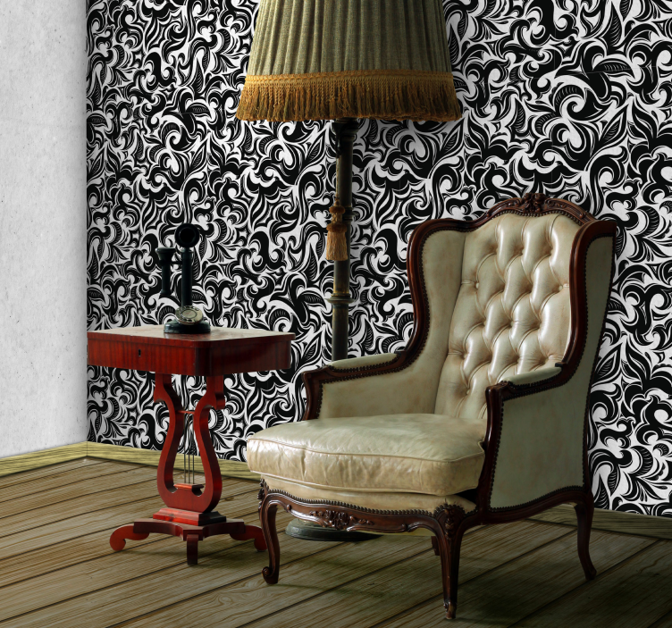 Papier peint baroque floral de style gothique - TenStickers
