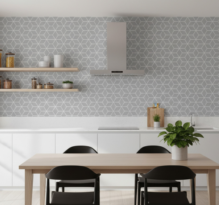 Papier peint motif hexagonal gris - TenStickers