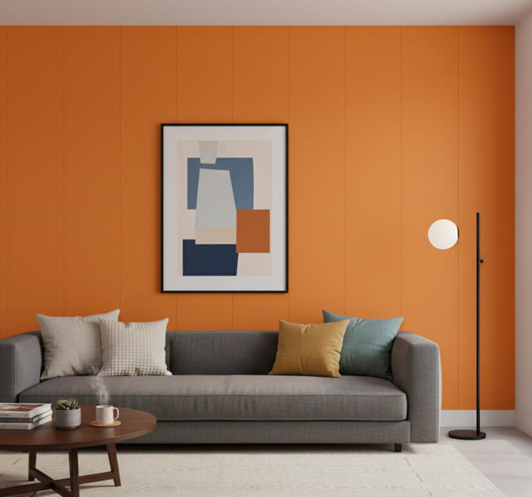 Papier peint salon orange mat - TenStickers