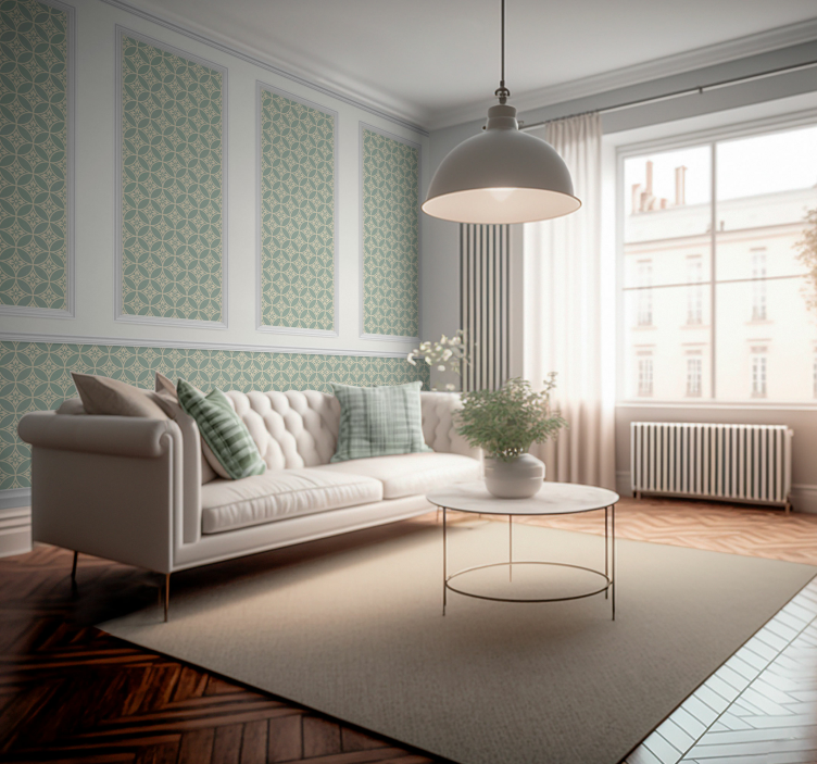 Papier peint moulure avec bordure florale - TenStickers