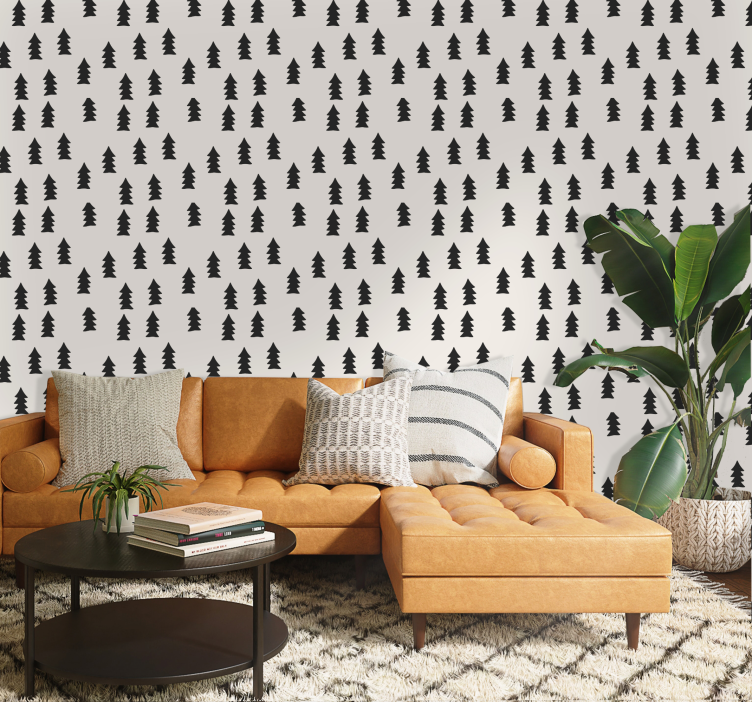 Papier peint arbres noirs formes de sapins - TenStickers