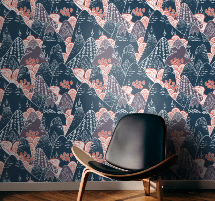 Papier peint nature chaîne de montagnes stylisée - TenStickers