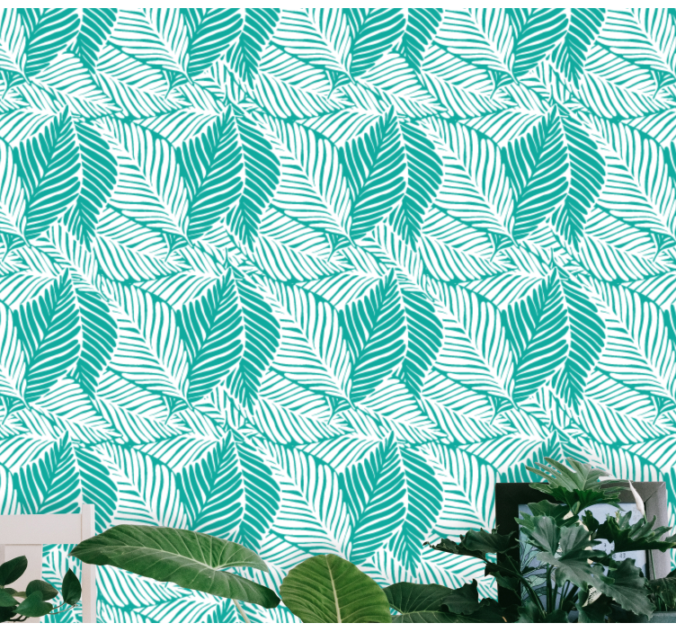 Papier peint feuilles composition de feuilles tropicales - TenStickers