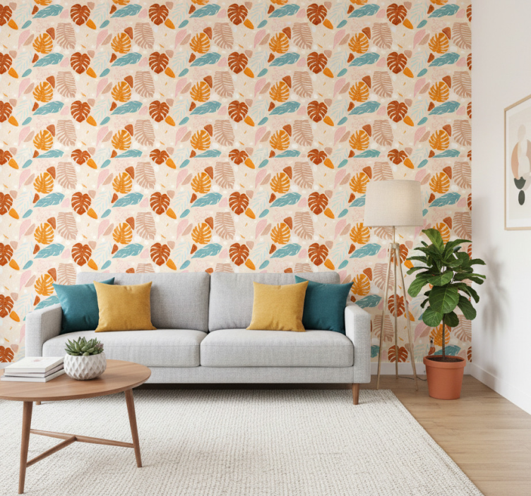 Papier peint nature feuille colorée - TenStickers