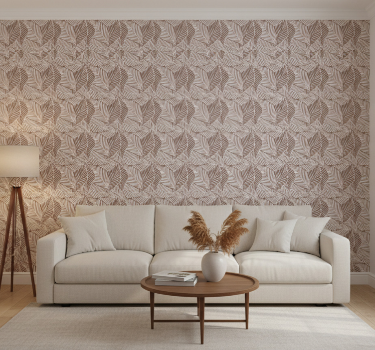 Papier peint nature feuilles terracotta - TenStickers