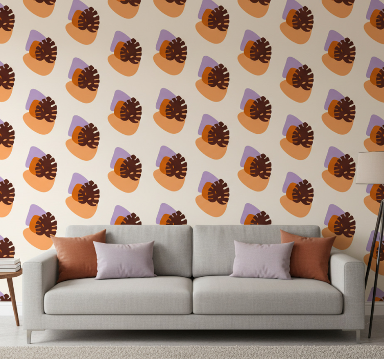 Papier peint nature formes de feuilles colorées - TenStickers