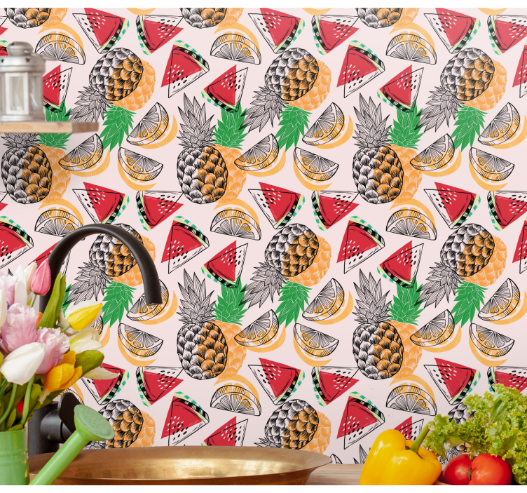 Papier peint nature modèle de fruits tropicaux - TenStickers