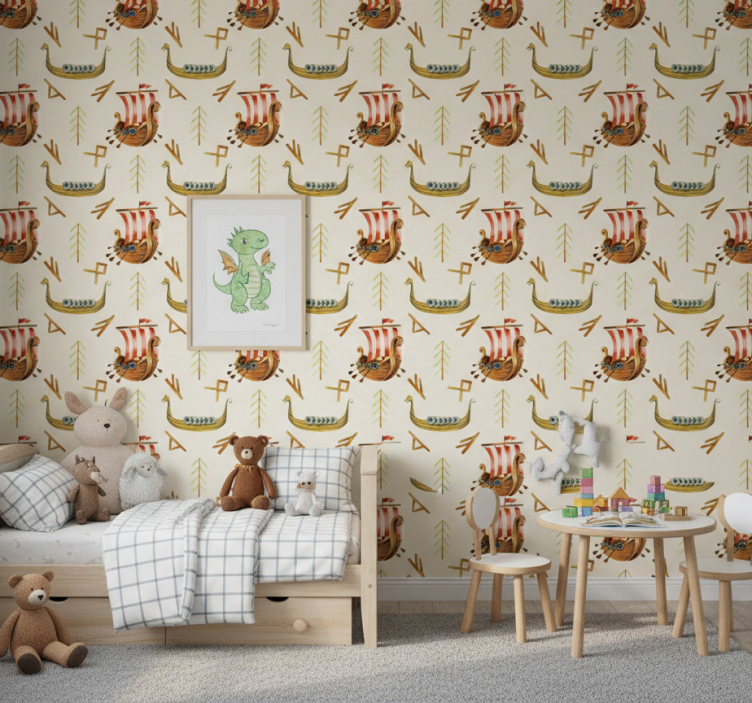 Papier peint nature motif bateau viking - TenStickers