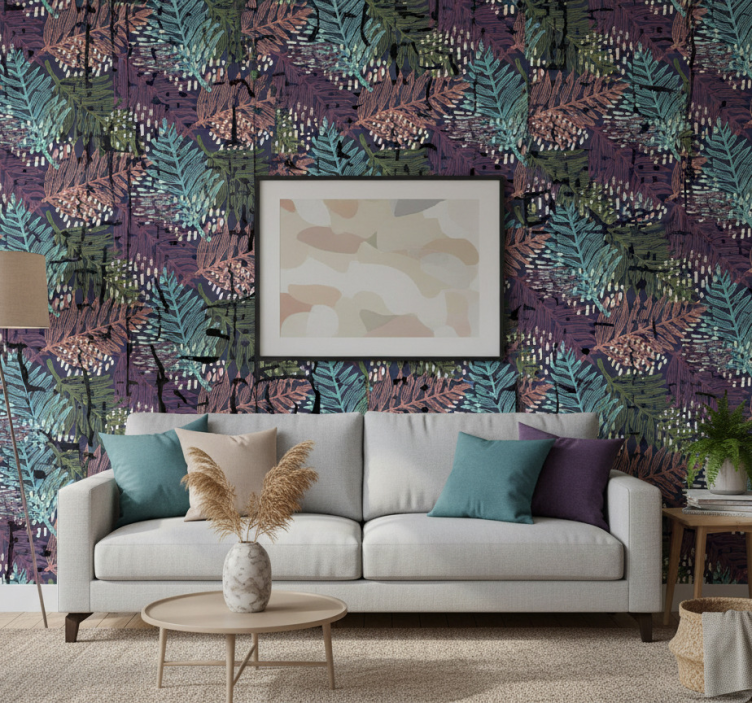 Papier peint nature motif coloré feuillu - TenStickers