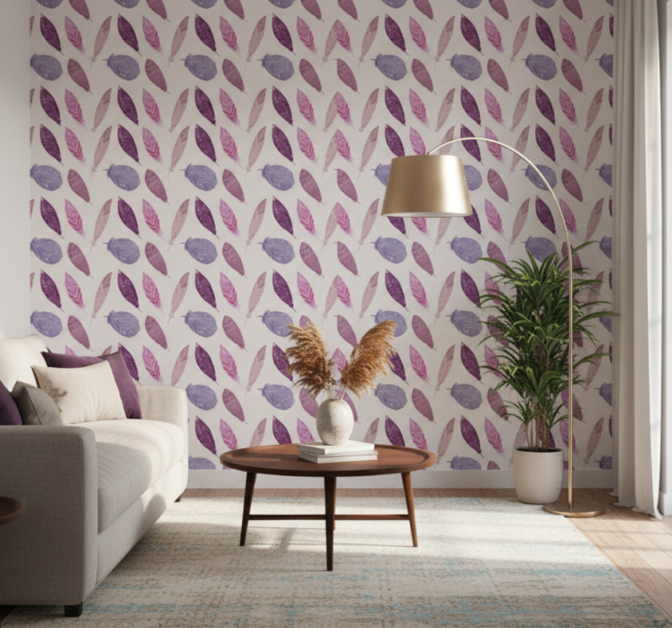 Papier peint nature motif plumes vibrantes - TenStickers