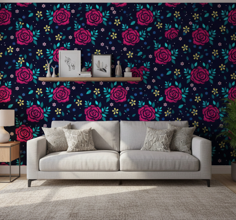 Papier peint nature roses sombres - TenStickers