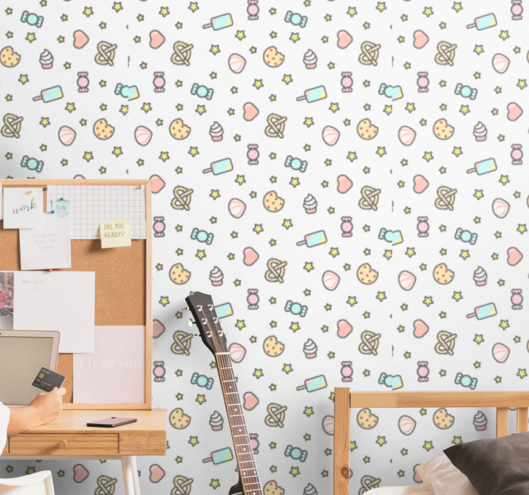 Papier peint chambre bébé motif inspiré des bonbons - TenStickers